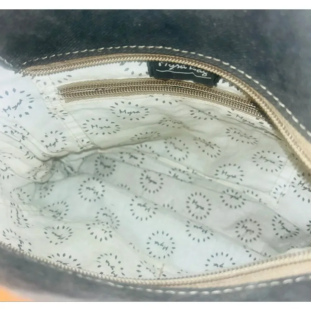MYRA WESTERN BOHO FESTIVAL COWHIDE TOOLED LEATHER SHOULDER BAG